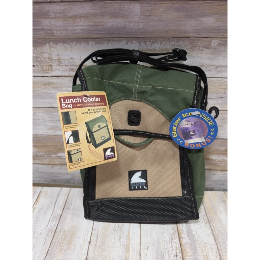 Glacier Gear GOLB1 Lunch Cooler Bag Green Tan Insulated Shoulder Strap